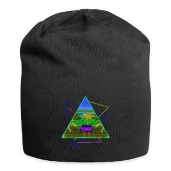 Palmiers néons Vaporwave - Bonnet en jersey - noir - Devant