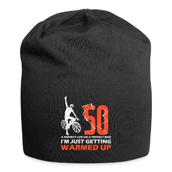 Cyclist warming up 50th birthday - Jersey Beanie - black - Front