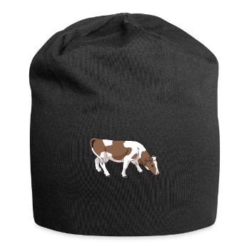 Kuh mit braunen Flecken - Jersey-Beanie - Schwarz - Vorne