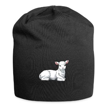 Lamb sheep domestic sheep - Jersey Beanie - black - Front