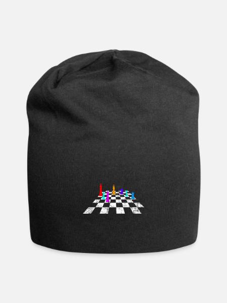 Rétro jeu d’échecs - Bonnet en jersey - noir