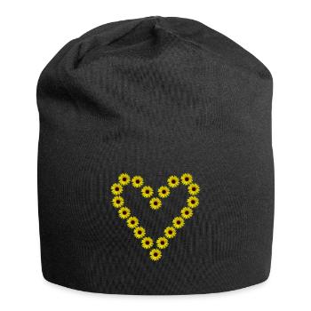Sunflower heart, sunflower, sunflower, heart - Jersey Beanie - black - Front