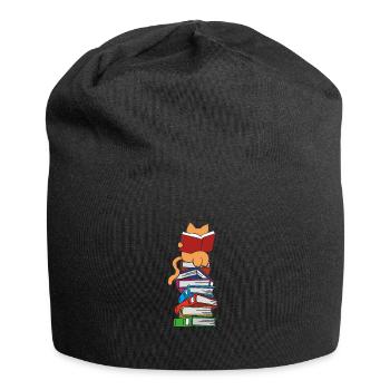 Lesen Katzen Buch Kater Leseratte Bücher Geschenk - Jersey-Beanie - Schwarz - Vorne