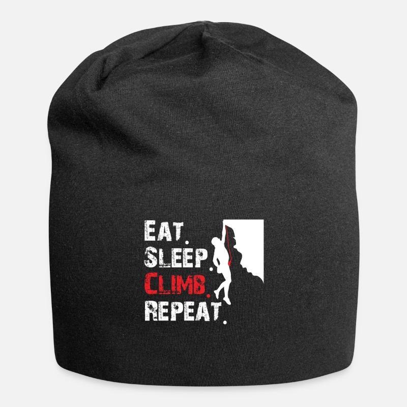 Eat Sleep Climb Repeat climbing lovers design - Jersey Beanie - black
