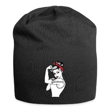 Girl Power GRL PWR Pin up Retro rockabilly - Jersey-Beanie - Schwarz - Vorne