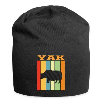 Yak Retro Farbenspiel - Jersey-Beanie - Schwarz - Vorne