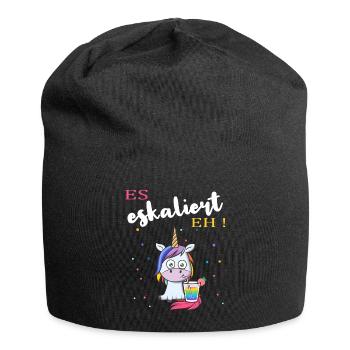 es eskaliert eh Einhorn Lustiges Party JGA Saufen - Jersey-Beanie - Schwarz - Vorne