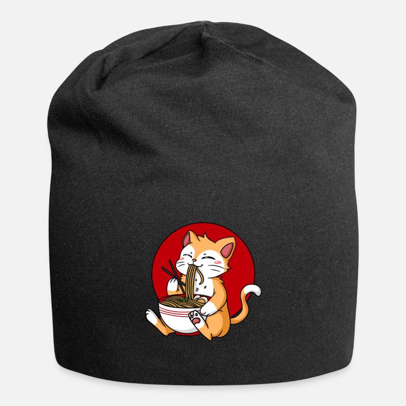 Ramen cat - Jersey Beanie - black