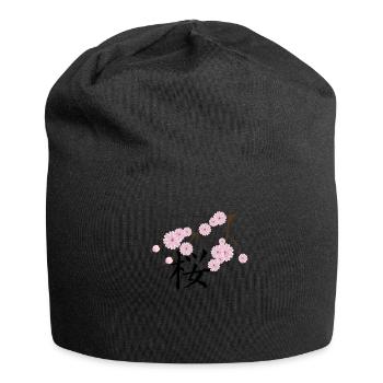 cherry blossom japanese kanji hanami - Jersey Beanie - black - Front