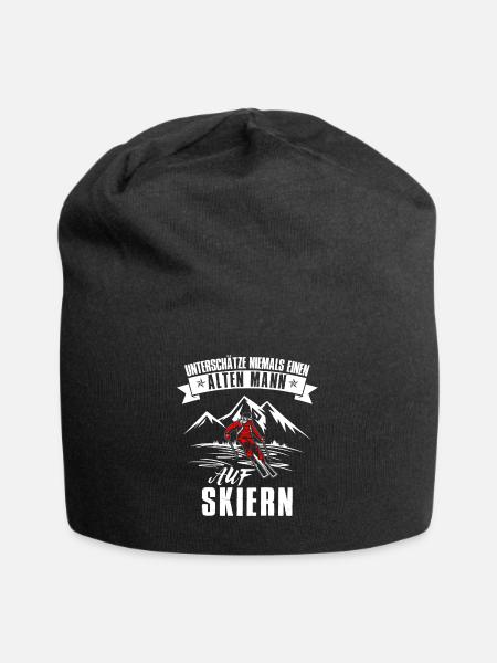 Unterschätze nie alten Mann auf Skiern - Jersey-Beanie - Schwarz