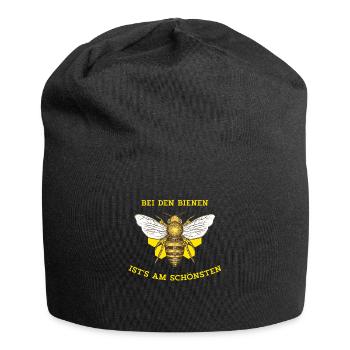 Bei Den Bienen Biene Imker Imkerin Honig Geschenk - Jersey-Beanie - Schwarz - Vorne