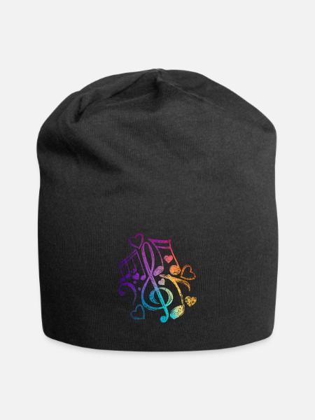 Notenschlüssel Musik - Jersey-Beanie - Schwarz