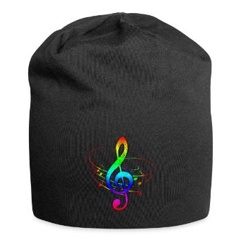 Notenschlüssel Musiker - Jersey-Beanie - Schwarz - Vorne