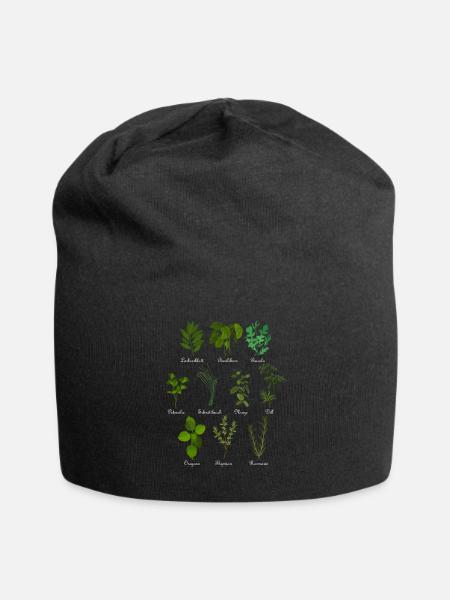 Vintage botanical herbs - Jersey Beanie - black