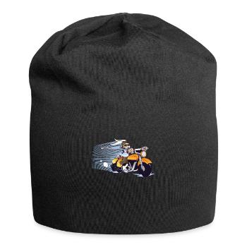 Motorrad Hase ,Rennmaschine ,Osterhase fährt - Jersey-Beanie - Schwarz - Vorne