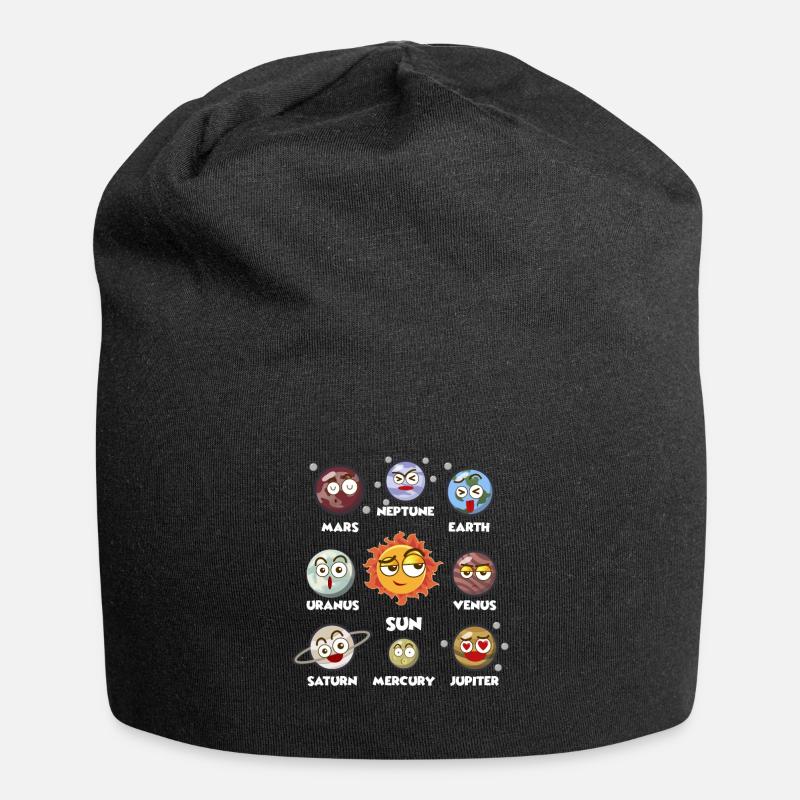 Solar System Galaxie Weltall Planeten - Jersey-Beanie - Schwarz