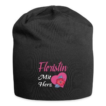 Floristin mit Herz - Jersey-Beanie - Schwarz - Vorne