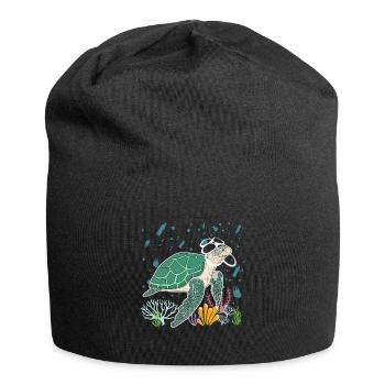 Haltet Die Meere Sauber Schildkröte - Jersey-Beanie - Schwarz - Vorne
