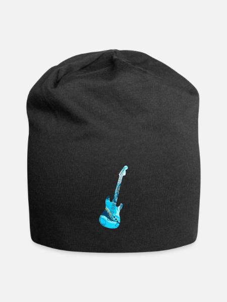 Funky electric guitar music instrument guitarist - Jersey Beanie - black