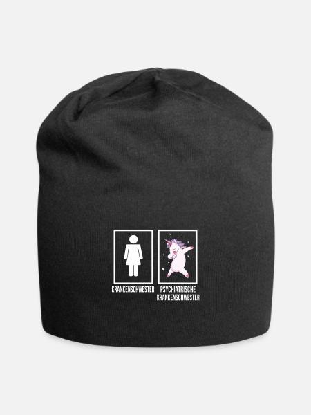 Psychiatrische Krankenschwester Dabbing Unicorn - Jersey-Beanie - Schwarz