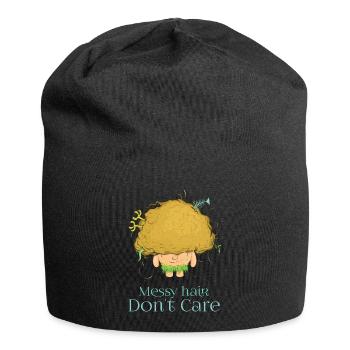 Messy Hair Don't Care Funny - Jersey Beanie - black - Front