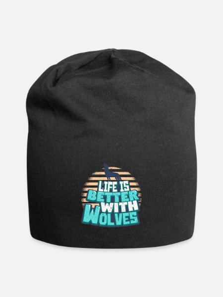 Wölfe - Jersey-Beanie - Schwarz