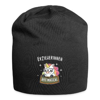 Erzieher Kindergarten Hort Kita Geschenkidee Frau - Jersey-Beanie - Schwarz - Vorne