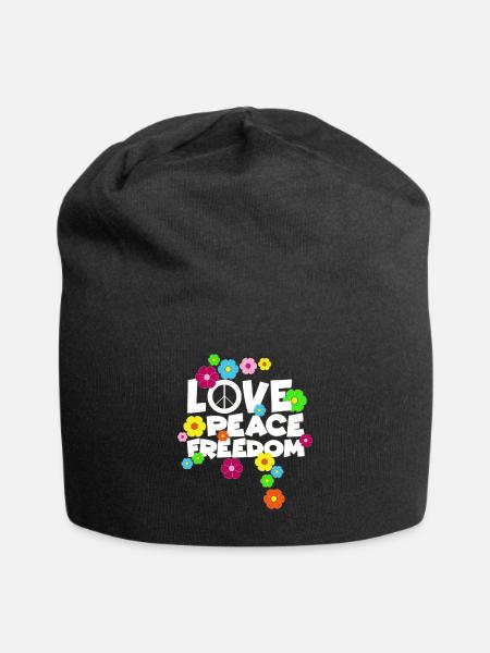 Love Peace Freedom Hippie Schlager Alternativ - Jersey-Beanie - Schwarz