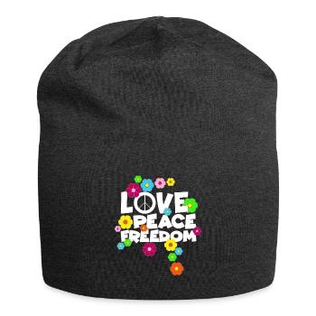 Love Peace Freedom Hippie Schlager Alternative - Jersey Beanie - charcoal grey - Front