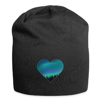 Nordlicht Polarlicht Mittsommer Herz Geschenk - Jersey-Beanie - Schwarz - Vorne