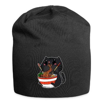 Anime Kawaii Chats Ramen nouilles chat manga - Bonnet en jersey - noir - Devant