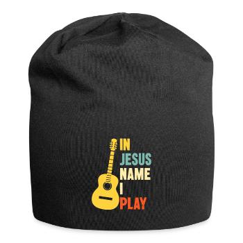 Guitare au nom de Jésus que je joue - Bonnet en jersey - noir - Devant