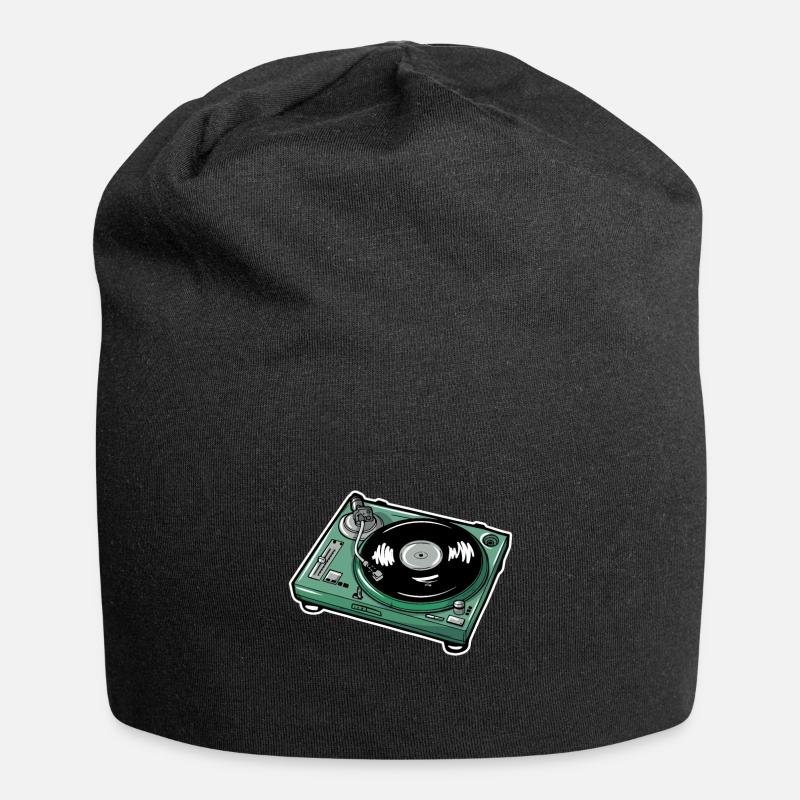 Schallplatte - Jersey-Beanie - Schwarz