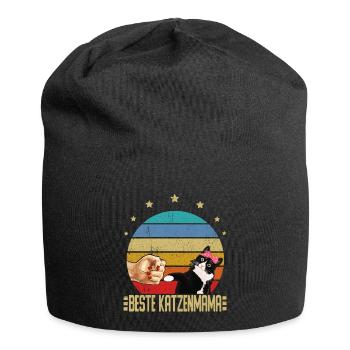 Katzenbesitzer beste katzenmama - Jersey-Beanie - Schwarz - Vorne
