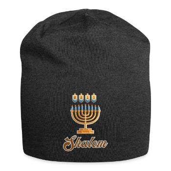 Shalom | Fröhliches Hanukkah - Jersey-Beanie - Anthrazit - Vorne