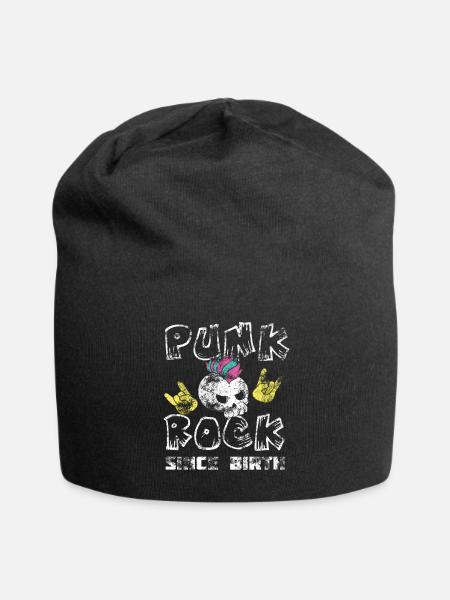 Punk rock punk punker music retro punks - Jersey Beanie - black