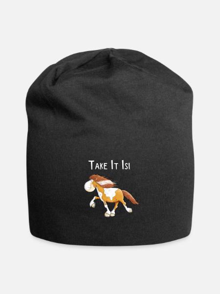Lustiges Islandpferd Take It Isi Spruch - Jersey-Beanie - Schwarz