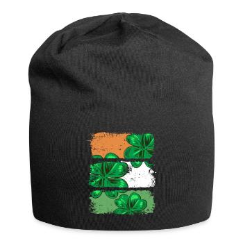 St Patricks Day Ireland flag shamrock gift - Jersey Beanie - black - Front