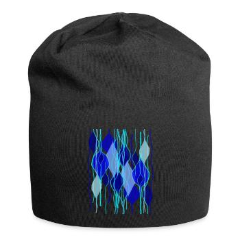 Fleda Maus Design: Abstrakte Tropfenformen - Jersey-Beanie - Schwarz - Vorne