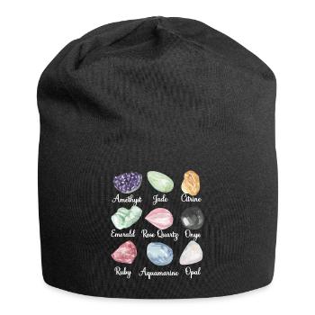 Crystal Lover Amethyst Citrine Rose Quartz Emerald - Jersey-Beanie - Schwarz - Vorne