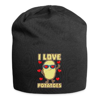J'adore les pommes de terre - Bonnet en jersey - noir - Devant