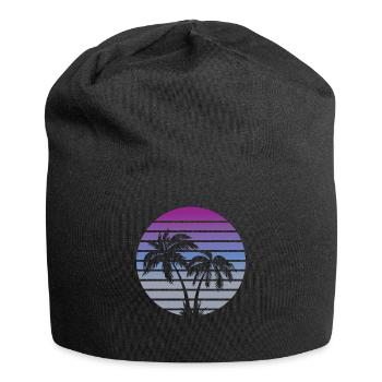 80s miami style beach palms - Jersey Beanie - black - Front