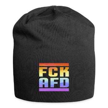 FCK AFD Regenbogenfarben Die Welt ist bunt - Jersey-Beanie - Schwarz - Vorne