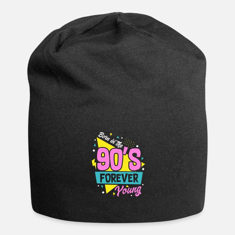 90er Jahre - Jersey-Beanie - Schwarz