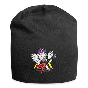 Einhorn Hard Rock Band Motiv Damen Herren Kinder - Jersey-Beanie - Schwarz - Vorne