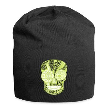 Neon Totenschädel - Jersey-Beanie - Schwarz - Vorne