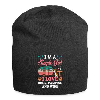 I'm A Simple Girl I Love Dogs Camping And Wine - Jersey-Beanie - Anthrazit - Vorne