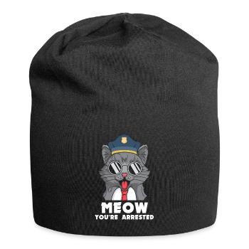 Meow arrested cat police kitten cop - Jersey Beanie - black - Front