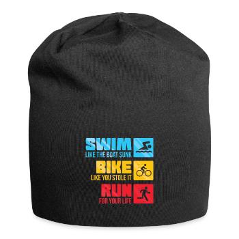 Triathlon Motivation Spruch - Jersey-Beanie - Schwarz - Vorne