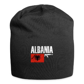 Albania Fighter, Proud Albania Flag, Albania - Jersey-Beanie - Schwarz - Vorne
